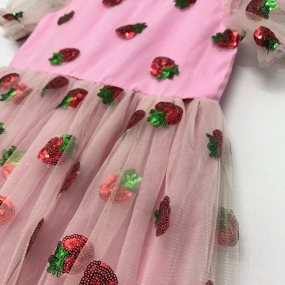 Lola + The Boys Strawberry Sequin Tulle Dress Size 8 - Picture 4 of 11